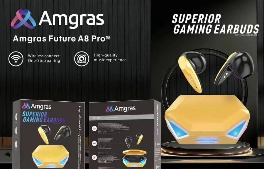 Amgras Wireless Earbuds with LED Charging Case